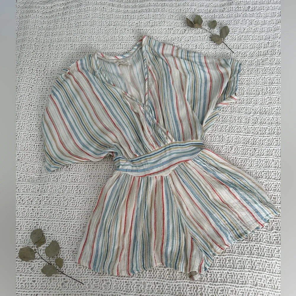 Urban Outfitters Short Sleeved Striped Romper - Picture 1 of 8